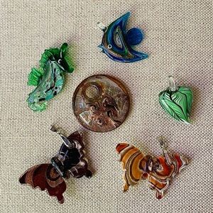 Hand-Blown Glass Necklace Pendants - BUNDLE